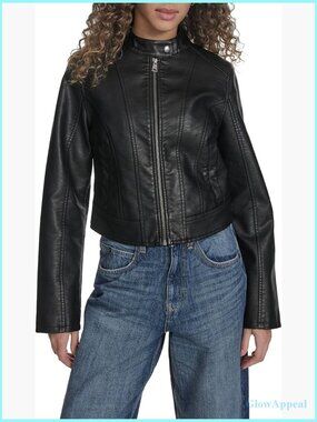 Faux Leather Racer Jacket with Princess Seams, Center Zipper
